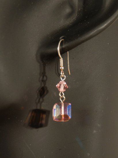 Designer fashion, bridal, prom crystal earrings jewelry, Swarovski Rose AB - EAR 0036