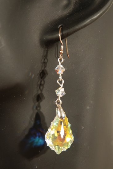 Designer fashion, bridal, prom crystal earrings jewelry, Swarovski Crystal AB - EAR 0040