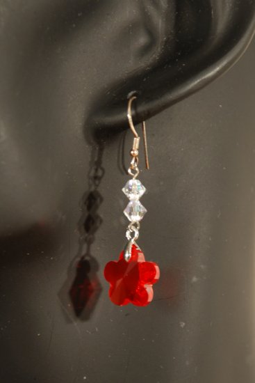 Designer fashion, bridal, crystal earrings jewelry, Swarovski Crystal AB & Light Siam - EAR 0044