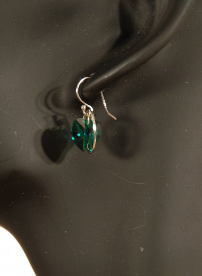 Designer bridal, crystal earrings jewelry, sterling silver Swarovski Emerald AB & Silver - EAR 0048