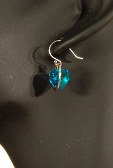 Designer crystal earrings jewelry, sterling silver Swarovski Blue Zircon AB & Silver - EAR 0049