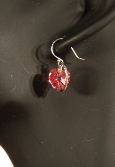 Designer bridal, crystal earrings jewelry, sterling silver Swarovski Rose AB & Silver - EAR 0051