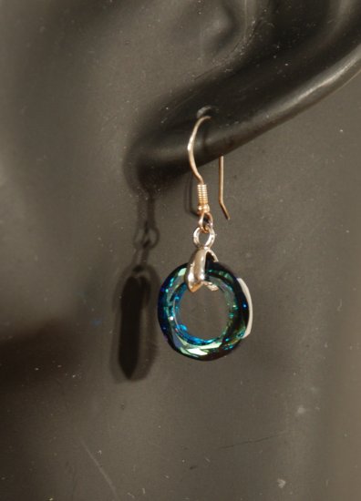 Designer fashion, bridal, prom crystal earrings jewelry, Swarovski Blue Zircon AB - EAR 0054