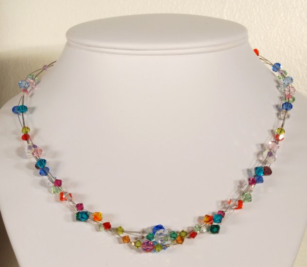 Designer fashion, bridal, prom crystal necklace jewelry, Swarovski Multi-colored - NEC 0024
