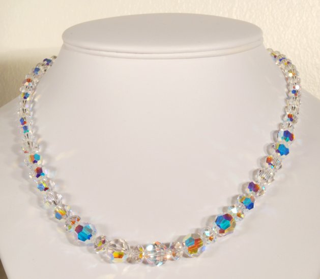 Designer fashion, bridal, prom crystal necklace jewelry, Swarovski Crystal AB - NEC 0026