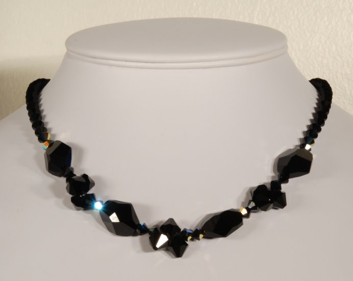 Designer fashion, bridal, prom crystal necklace jewelry, Swarovski Crystal AB - NEC 0027