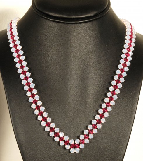 Designer fashion, bridal, crystal necklace jewelry, Swarovski Crystal Moonlight & Ruby - NEC 0029