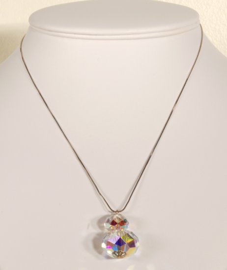 Designer bridal, prom crystal necklace jewelry, sterling silver Swarovski Crystal AB - NEC 0033