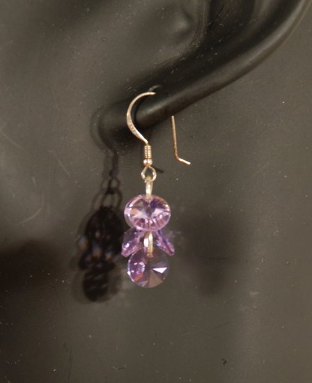 Designer fashion, bridal, prom crystal earrings jewelry, Swarovski Violet - EAR 0046