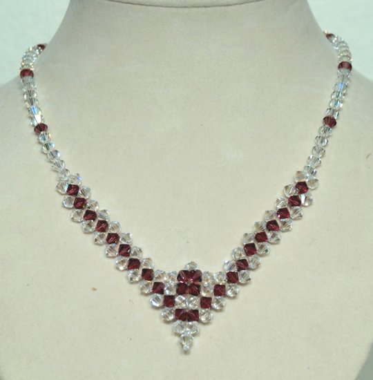 Designer fashion, bridal, prom crystal necklace jewelry, Swarovski Crystal AB & Amethyst - NEC 0036