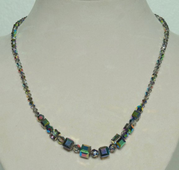 Designer fashion, bridal, prom crystal necklace jewelry, Swarovski Vitrail Med AB A - NEC 0050