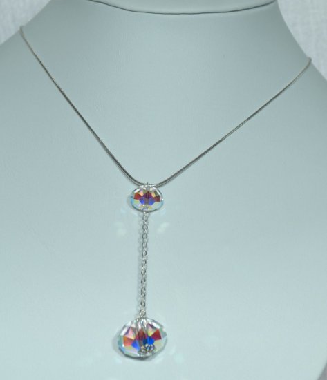 Designer fashion, bridal, prom crystal necklace jewelry, Swarovski Crystal AB - NEC 0055