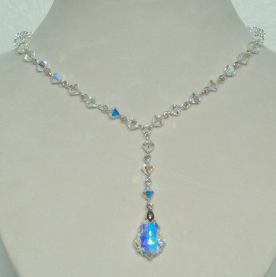 Designer fashion, bridal, prom crystal necklace jewelry, Swarovski Crystal AB - NEC 0056
