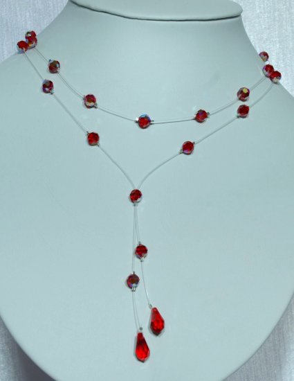 Designer fashion, bridal, prom crystal necklace jewelry, Swarovski Siam AB - NEC 0057