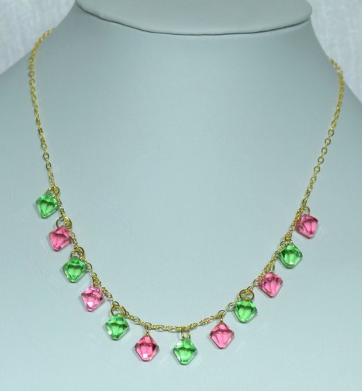 Designer fashion, bridal, prom crystal necklace jewelry, Swarovski Peridot & Light Rose - NEC 0058