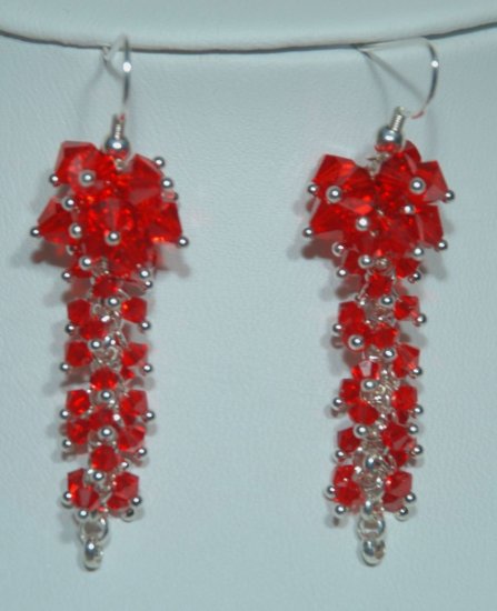 Designer fashion, bridal, crystal earrings jewelry, Swarovski Light Siam - EAR 0057