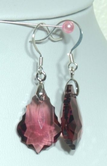 Designer fashion, bridal, crystal earrings jewelry, Swarovski Amethyst - EAR 0058