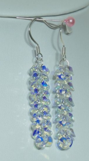 Designer fashion, bridal, crystal earrings jewelry, Swarovski Crystal AB - EAR 0059