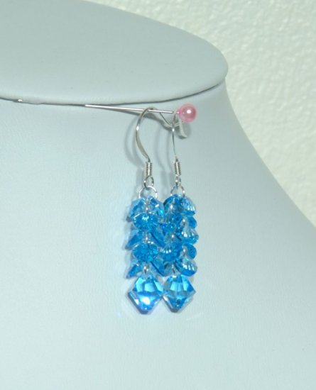 Designer fashion, bridal, crystal earrings jewelry, Swarovski Aquamarine - EAR 0060
