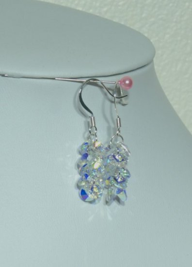 Designer fashion, bridal, crystal earrings jewelry, Swarovski Crystal AB - EAR 0061