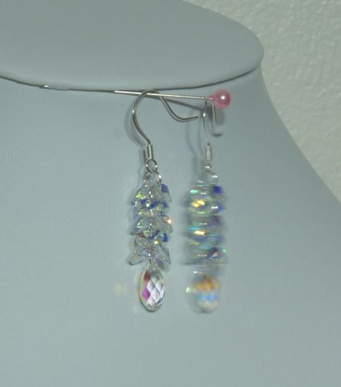 Designer fashion, bridal, crystal earrings jewelry, Swarovski Crystal Metallic Blue 2X - EAR 0062