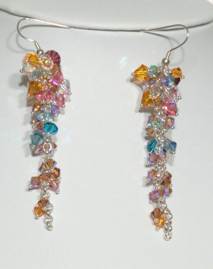 Designer fashion, bridal, crystal earrings jewelry, Swarovski Multi-coloured - EAR 0055
