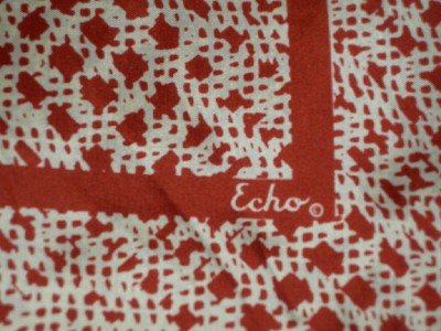 Vintage Echo Rust & White Abstract Silk Square Scarf
