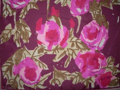 Vera Neumann Large Abstract Pink Roses On A Purple Background