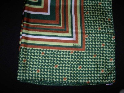 Vintage Echo Rust & White Abstract Silk Square Scarf