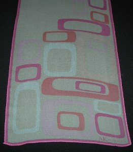 Anne Klein Pink and White Geometric Sheer Oblong Scarf