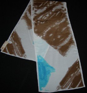 Vera Neumann Brown and Blue Splashes of Color Oblong Scarf