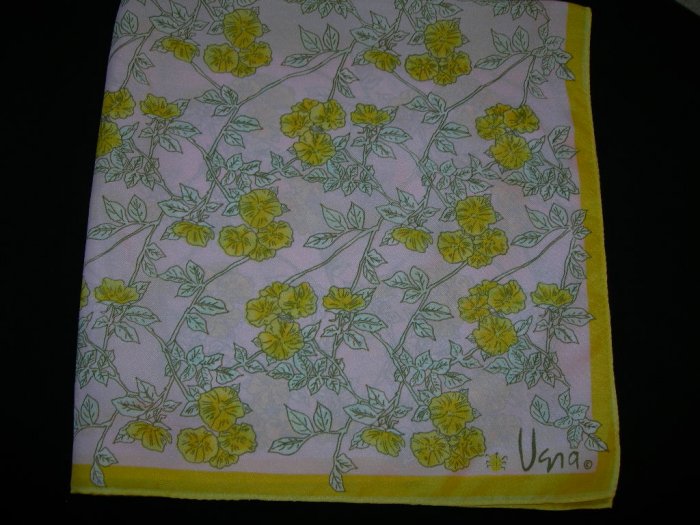 Vintage Vera Neumann Yellow Flowers on Pink 25 X 25 Square Scarf
