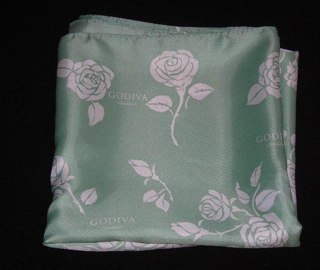 Godiva Chocolatier Promotional Scarf - Green with White Roses