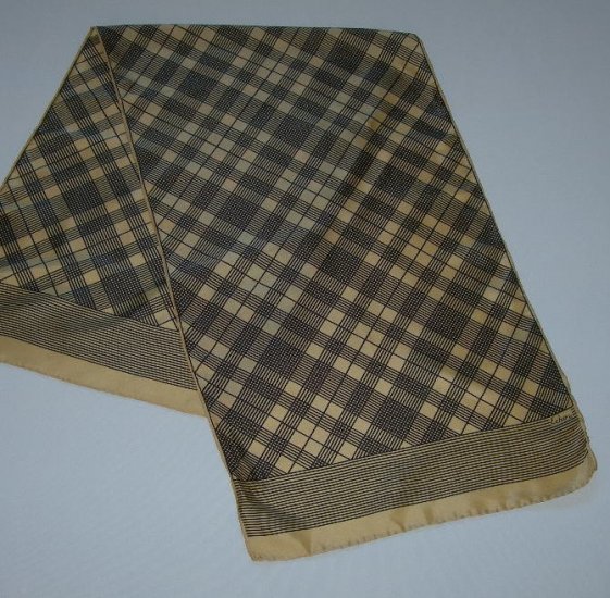 Vintage Echo Black Palid on Gold Silk Oblong Scarf