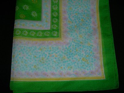 Vintage Floral Abstract Print Scarf with Daisys Small Square