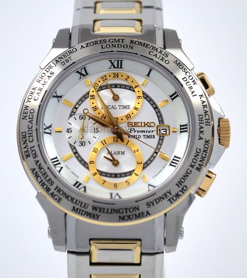 Seiko Elegant Worldtimer Roman White & Gold Dial SPL010