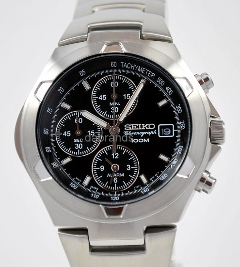 SEIKO SPORTS BLACK DIAL CHRONO WR100M DATE WATCH SNA155