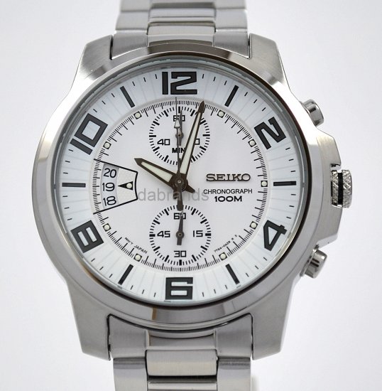 Seiko Sport Chrono White Grey Big Display WR100m SNN171