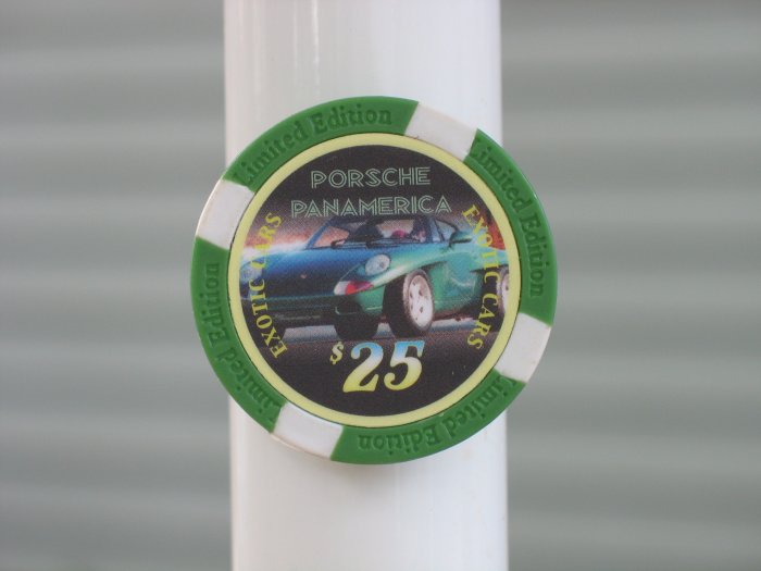 PORSCHE PANAMERICA EXOTIC CARS $25 POKER CHIP FRIDGE MAGNET STRONG!