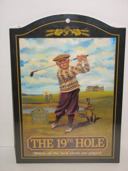 19TH HOLE GOLF PBG PUB BAR HOME OFFICE WOOD SIGN NEW