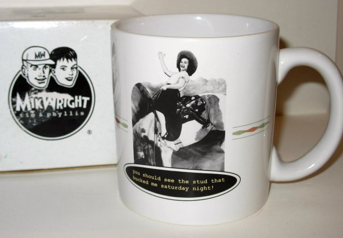 HUGE MIKWRIGHT COFFEE MUG HUMOR GRAPHIC PICTURE SATURDAY NIGHT STUD!