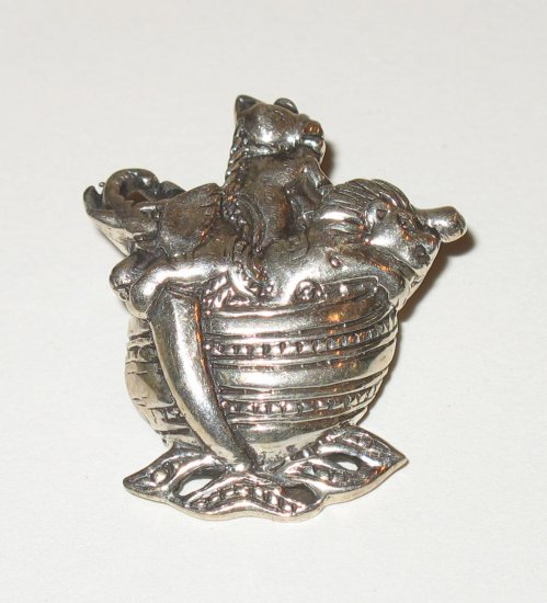 NOAH'S ARK 925 SILVER PIN BROOCH Jewelry WILD ANIMALS MARKED