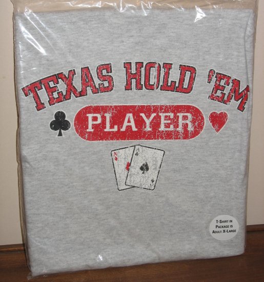 Texas Hold 'em Player Poker T-Shirt Vintage Retro Look Aces Men's XL New!