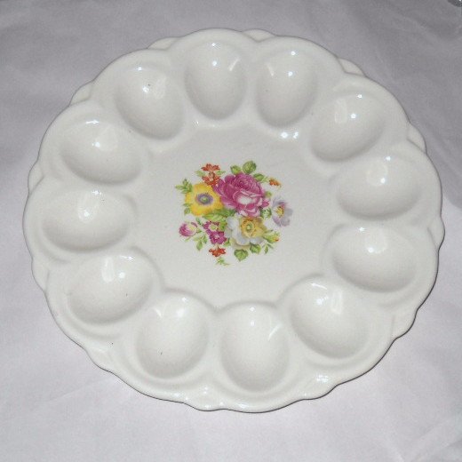 Deviled EGG Plate Tray Serving Platter E&R American Artware Porcelain Floral Vintage