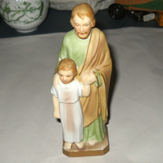 St Jude Saint with Child Bisque Figure Statue Sanmyro Japan Religious