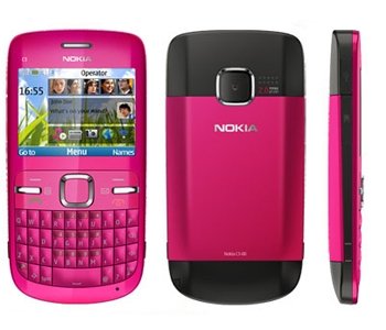 Nokia C3 GSM Quadband Phone (Unlocked) Hot Pink