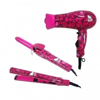 Sanrio Hello Kitty Combo Hair Dryer, Straightener, and Curling Iron.