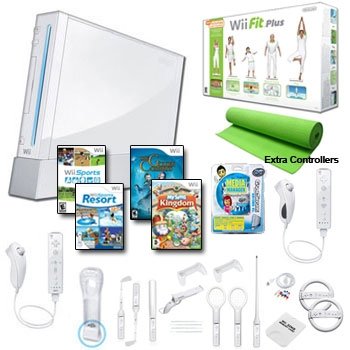 Nintendo Wii White Holiday Fit Mega Bundle with....