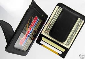 Men's Leather Wallet Credit Card Holder Money Clip Black