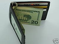Man's Men Fine Leather Wallet Card ID Holder Money Clip